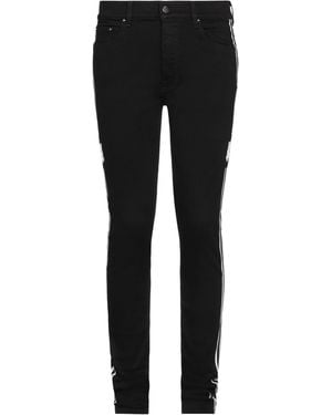Amiri Slim-Fit Leather-Trim Stripe Jeans - Black