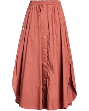 Manila Grace Rust Maxi Skirt Cotton - Red