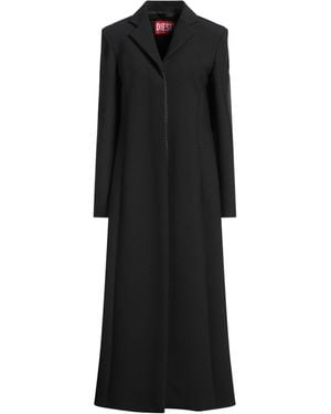 DIESEL Overcoat & Trench Coat Polyester, Virgin Wool, Elastane - Black