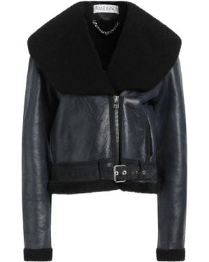 JW Anderson Sherpa-Lined Leather Biker Jacket - Black