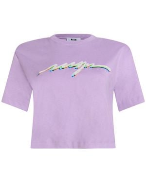 MSGM Lilac T-Shirt Cotton - Purple