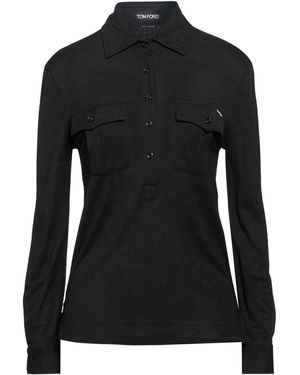 Tom Ford Polo Shirt Viscose, Lyocell, Wool - Black
