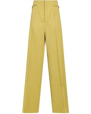 Erika Cavallini Semi Couture Military Trousers Polyester, Virgin Wool, Elastane - Yellow