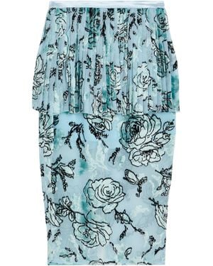 Rochas Sky Midi Skirt Viscose, Silk, Polyester - Blue