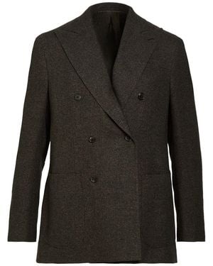 Caruso Dark Blazer Wool, Linen, Cashmere - Black