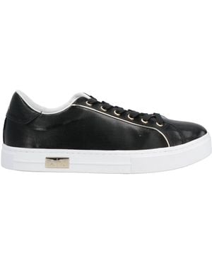 ARMANI EXCHANGE Soft Leather Varnished Sneakers - Black