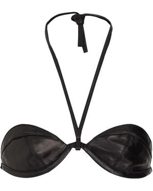 8 by YOOX Leather Halter-Neck Underwire Bra Top Lambskin - Black