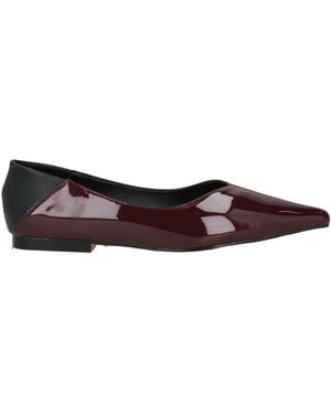 Twenty Four Haitch Burgundy Ballet Flats Synthetic Material - Brown