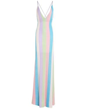 MC2 Saint Barth Lilac Maxi Dress Viscose, Polyamide, Polyester - Blue