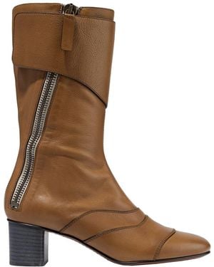 Chloé Khaki Ankle Boots Soft Leather - Brown