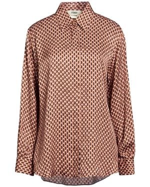Fendi Camel Shirt Silk - Natural