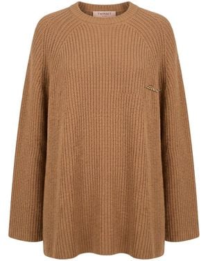 Twinset Camel Sweater Wool, Viscose, Polyamide, Cashmere - Brown