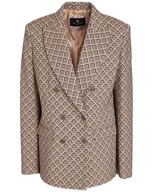 Etro Blazer Cotton, Polyester, Nylon, Elastane - Brown