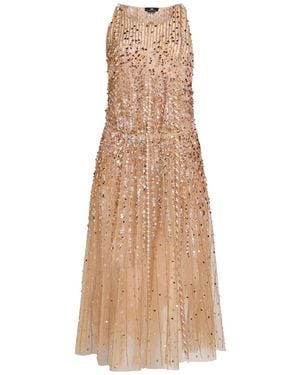 Elisabetta Franchi Sand Midi Dress Polyamide - Natural