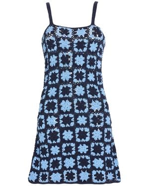 Crochet Mini Dress Cotton - Blue