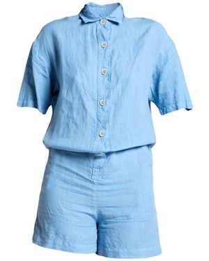 120% Lino Tuta Corta - Blu