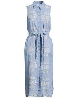 120% Lino Midi Dresses - Blue