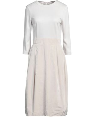 Peserico EASY Pleated Crewneck Midi Jersey Dress - White