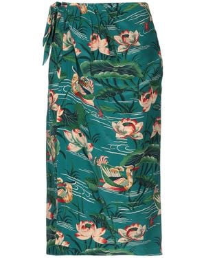 Stella Jean Midi Skirt Silk - Green