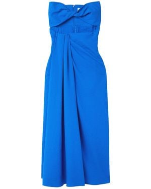 Mara Hoffman Samara Strapless Cutout Cotton-seersucker Midi Dress - Blue