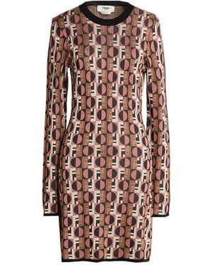 Fendi Antique Rose Mini Dress Viscose, Polyamide, Elastane - Pink