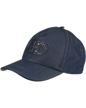 Ferragamo Midnight Hat Cotton, Calfskin - Blue