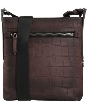 Ferragamo Dark Cross-Body Bag Calfskin - Black