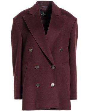 Etro Burgundy Coat Wool, Cashmere - Purple