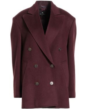 Etro Burgundy Coat Wool, Cashmere - Purple