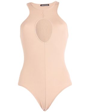 ANDREADAMO Camel Bodysuit Cotton, Elastane - White