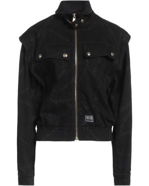 Versace Jeans Couture Denim Bomber Jacket with Mandarin Collar - Black