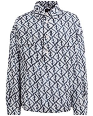 Fendi Logo-Print Linen Shirt - Blue