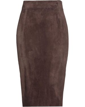 POINTENOIRE Dark Midi Skirt Leather - Brown