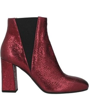 Pollini Burgundy Ankle Boots Leather - Red