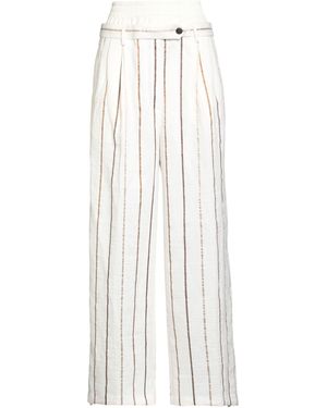 White Sand Pants Polyester, Cotton, Linen - White