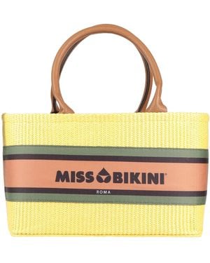 Miss Bikini Handbag Natural Fibres, Leather - Yellow