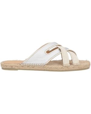 Castañer Ivory Espadrilles Leather, Textile Fibres - White