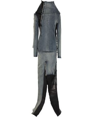 Rick Owens Maxi Dress Cotton, Elastomultiester, Rubber - Blue