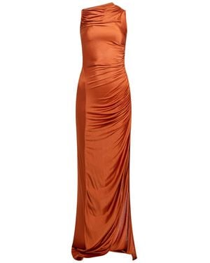 Rick Owens Rust Maxi Dress Viscose - Orange
