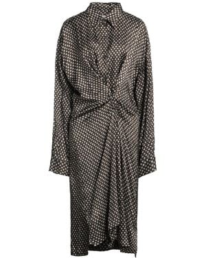 Dries Van Noten Midi Dress Viscose - Gray