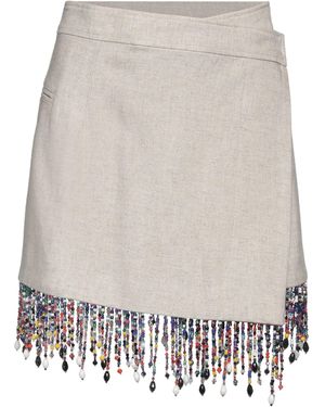 MSGM Mini Skirt Viscose, Linen, Glass, Polyester - Gray