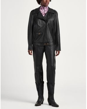 レザージャケット・コート Elisabetta Franchi Black Leather Belted Jacket Elisabetta Franchi - Belted leather jacket black - The Corner