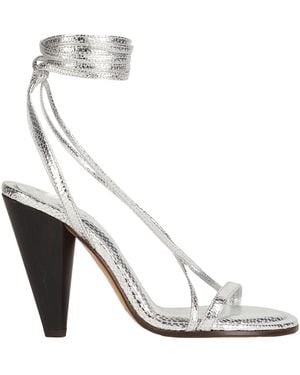 Isabel Marant Aliza Metallic Leather Sandals - White