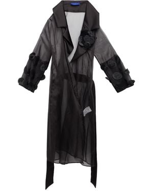SOLOGIOIE Overcoat & Trench Coat Polyester, Elastane - Black