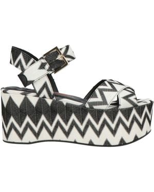 Missoni Charcoal Sandals Textile Fibers - Black