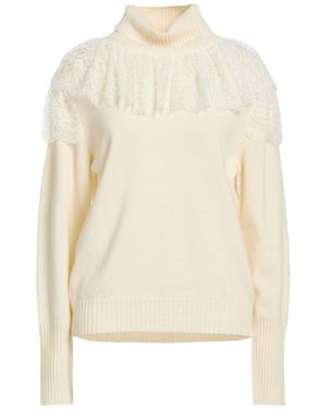 Twinset Ivory Turtleneck Wool, Cashmere, Viscose, Polyamide - White