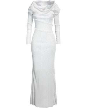 LA SEMAINE Paris Light Maxi Dress Polyamide, Metallic Fibre - White