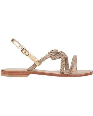 Paola Fiorenza Sandals Leather, Textile Fibers - Natural