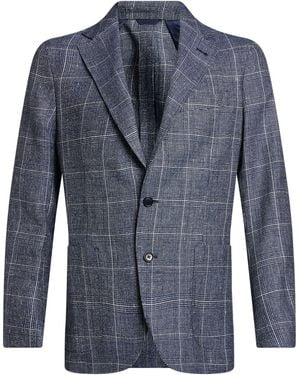 Tombolini Blazer Virgin Wool, Linen - Blue
