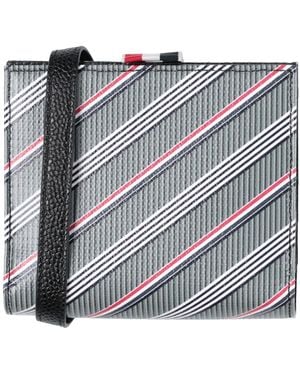 Thom Browne Crossbody Wallet Leather - Gray